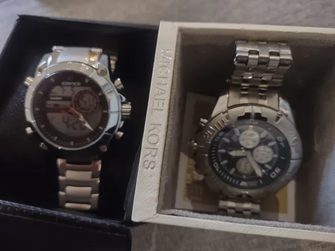02 relógios 1 linha a prova d'água Casio e Festina