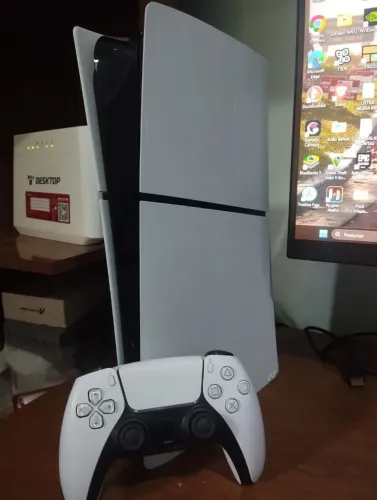 Ps5 , slim digital 1tera com 1 controle com hall effect