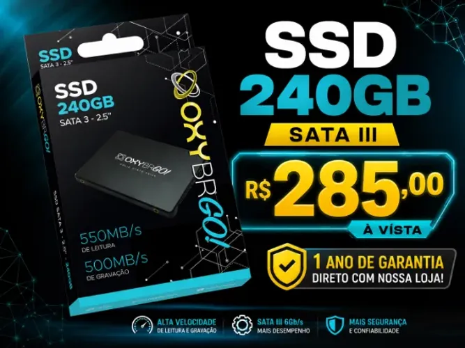 SSD 240GB Sata III Lacrado com Nota Fiscal - Evolutek Informática