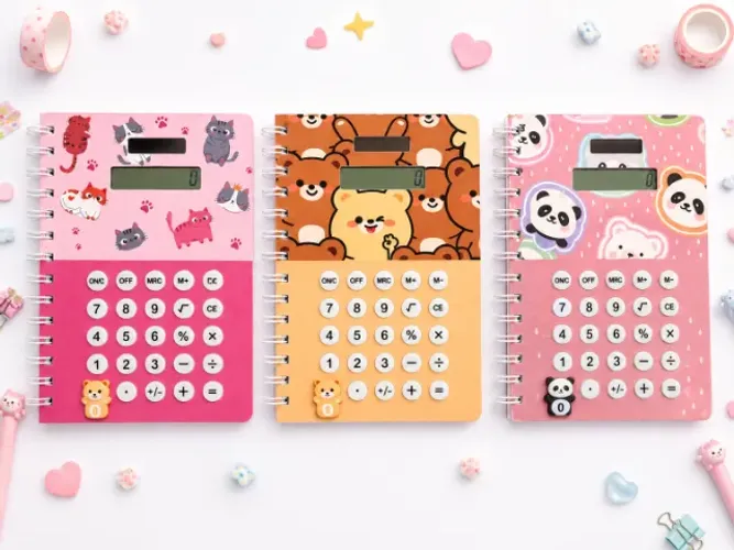 Caderno com Calculadora Kawaii