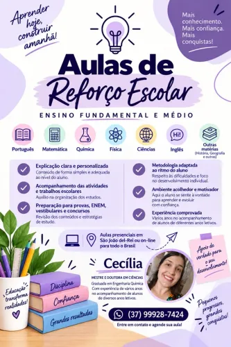 AULAS DE REFORÇO ESCOLAR