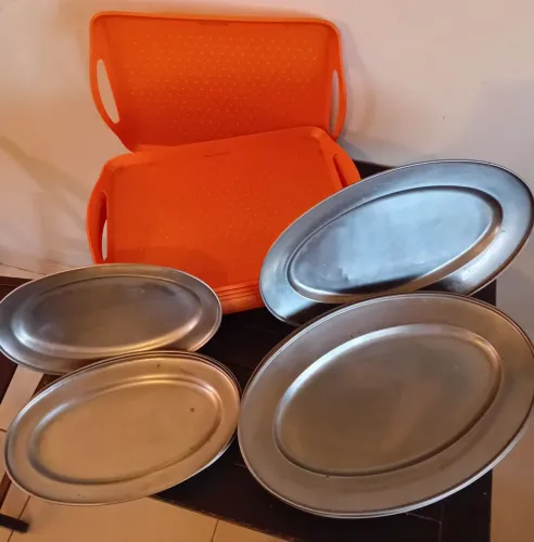 Kit travessas de Inox + Bandejas