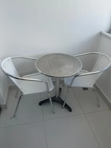 CONJUNTO VARANDA 1 MESA + 2 CADEIRAS ALUMÍNIO