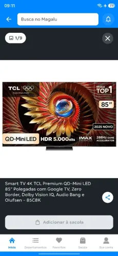 Tv tcl c8k 85 polegadas