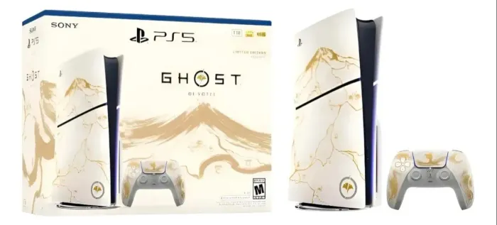 PS5 Slim 1t Mídia Física - Edição limitada Ghost of Yotei Dourado