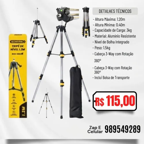Tripé de nível 1.2m B-Max 