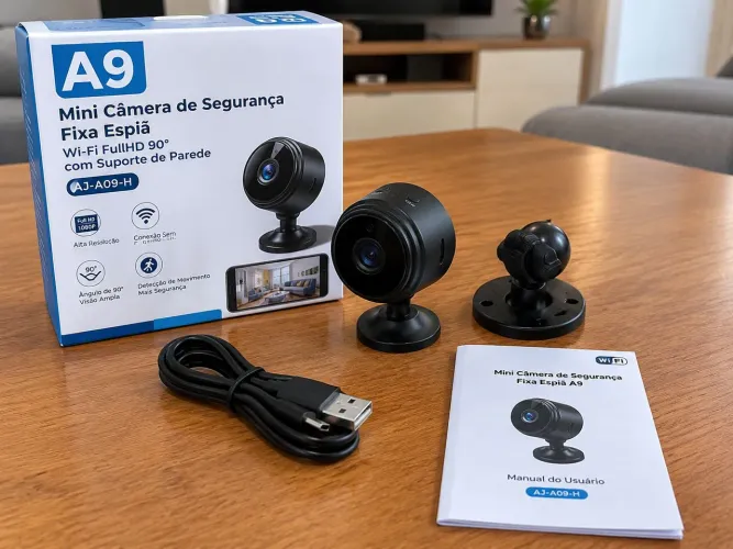 Mini Câmera de Segurança A9 Wi-Fi Full HD 1080P