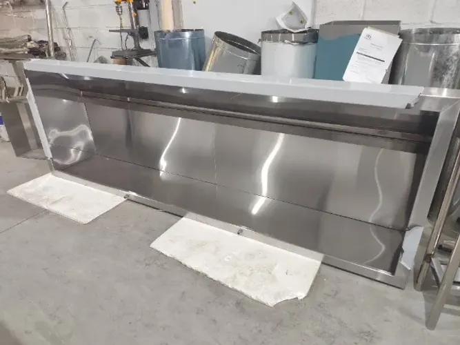 Coifa central profissional em aço inox para cozinha industrial, 2,00 m 