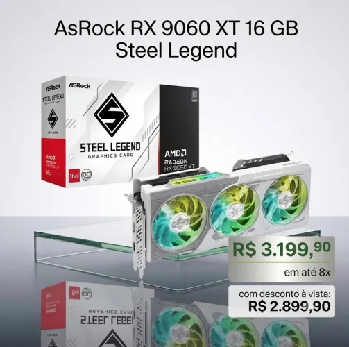 Placa de Vídeo AsRock RX 9060 XT 16GB Steel Legend
