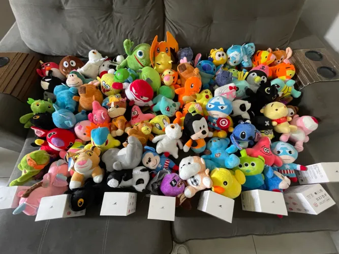 Pacote com 85 pelúcias - Novas - Vários personagens