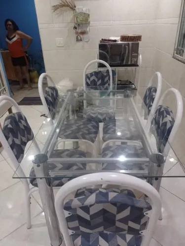 Mesa tampo de vidro