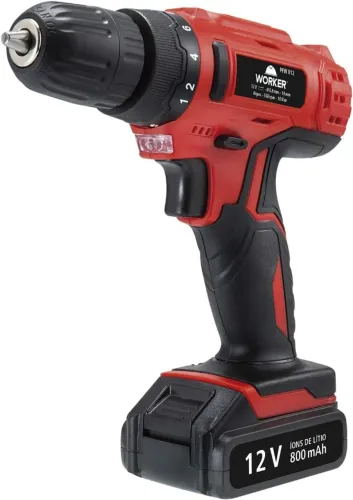 Parafusadeira E Furadeira Worker Bateria Li-Ion 12V PFW 012 Sem Fio Bivolt