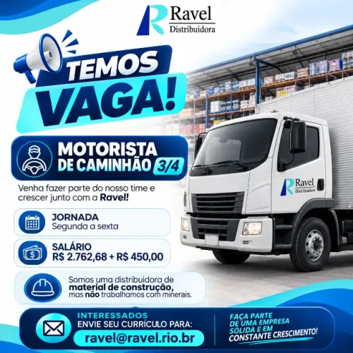 Motorista de caminhão 3/4 categoria D