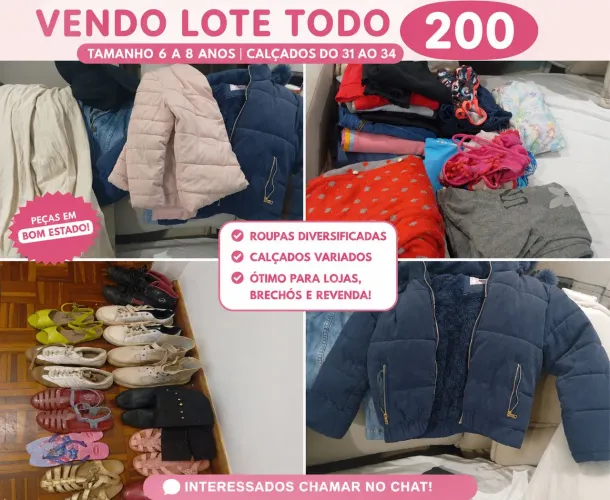 Lote roupas 6 a 8 anos menina