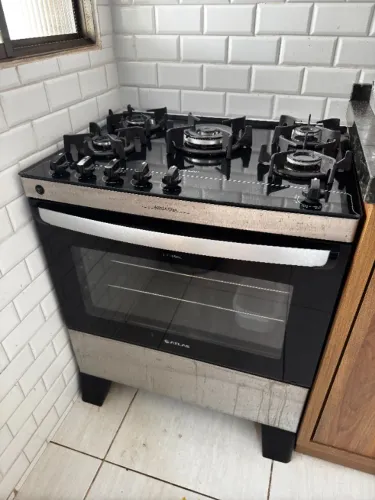FOGÃO 5 BOCAS INOX COM MESA DE VIDRO ATLAS AGILE UP