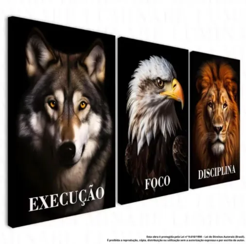 QUADROS LEÃO ÁGUIA LOBO - SALA QUARTO