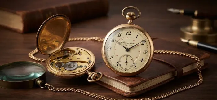 Relógio de Bolso Antigo Chronomètre "Fros" | Suíço, Ouro Plaqué, Peça de Colecionador.