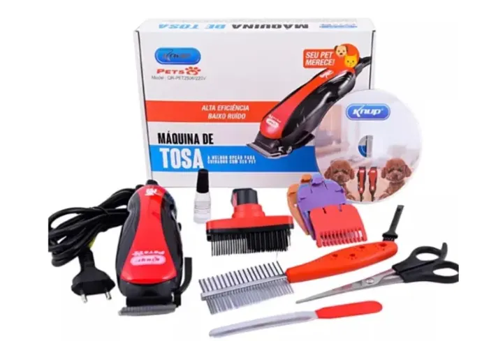 Kit Pet Grooming Máquina de Tosar Knup 12W para Cães