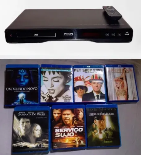 Bluray player Philips + coleção de filmes e musicais