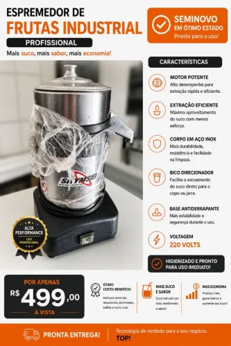 Espremedor elétrico Skymsen ESB SUPER-N industrial 372.85W 60Hz preto e prateado 127/220V