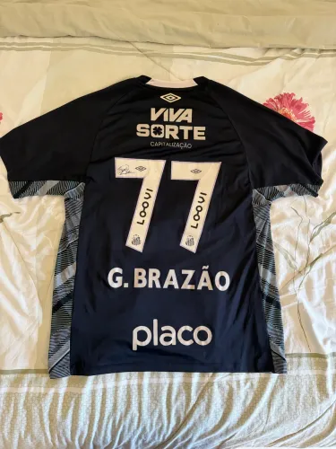Camisa Santos FC #77 Gabriel Brazão - Usada e Autografada (Santos 2x2 Bahia, 07/04/2025)