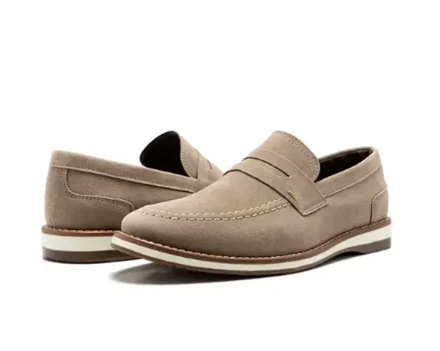 Mocassim Masculino Camurça Areia Premium - Tam 41 (Forma Grande, Calça 42)
