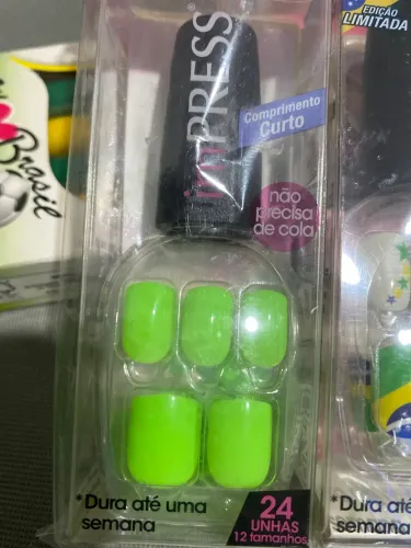 Unhas postiças Impress 24 unidades curto verde neon
