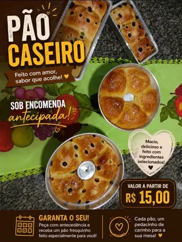 Pão caseiro a partir de R$ 15,00