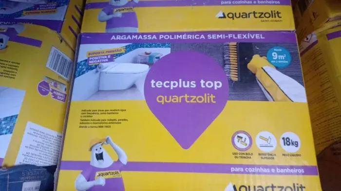 10 unidades Impermeabilizante Argamassa Polimerica Quartzolit Tecplus Top Caixa 18 kg.