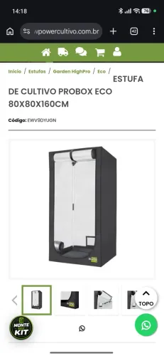 Estufa indor com filtro e iluminação completa 