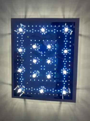 Lustre em inox e cristais
