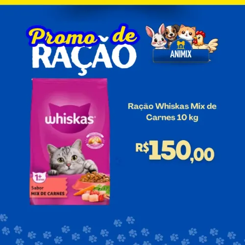 Ração Whiskas Gatos Adultos Sabor Mix de Carnes 10,1Kg