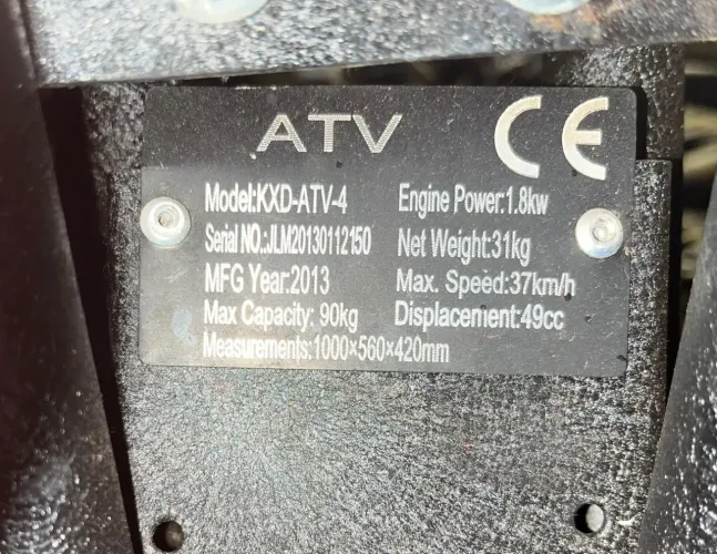 Mini Quadriciclo ano 2013, Marca ATV - KDX - 49 Cilindradas - 2 Tempos 