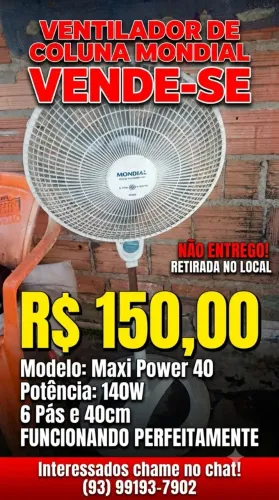 Ventilador de Coluna Mondial Maxi Power 40 (140W)