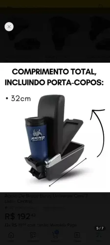 Apoio de braço Eurus universal com 7 USB