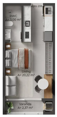 Studio à venda, 24 m² por R$ 234.925,74 - Cacupé - Florianópolis/SC