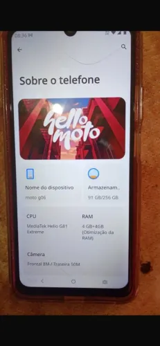 Moto g06 256gb perfeito estado com nota fiscal
