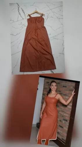 Vestido couro PU Resinado