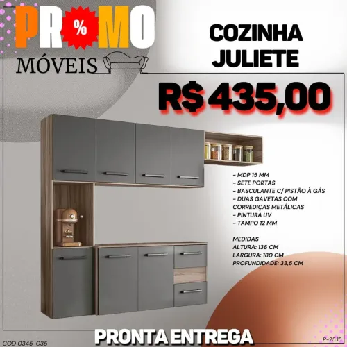Cozinha Juliete 7 portas 2 gavetas / 3 cores disponíveis  / pague na entrega 