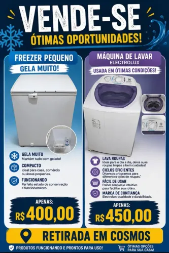 Vende- se freezer e maquina de lavar em ótimo estado