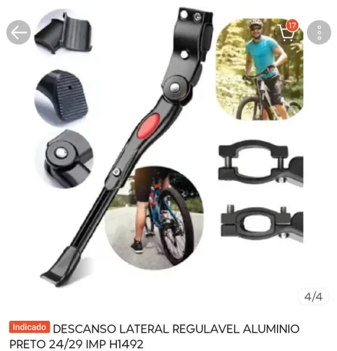 Descanso Lateral Regulável Aluminio Preto 24/29