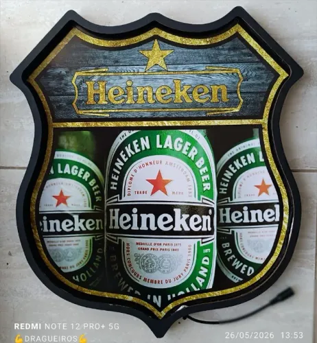 Moldura Iluminada a Led da Heineker Para Parede, Bar, Restaurante, Churasqueira