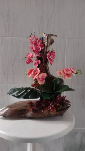 Mega promoção de 280 por 140, lindo arranjo no tronco com orquídeas.