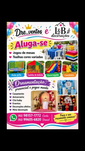 Aluguel de messa ornamentação brinquedos * WhatsApp