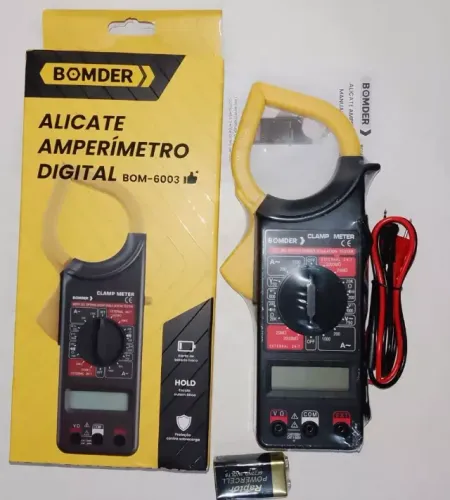 Alicate Amperímetro Digital ferramenta Portátil C/ Estojo C/ Bateria Voltimetro Multímetro