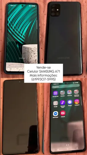 Samsung A71 <br>2 Chips <br>128GB<br>12 RAM <br>Acompanha 1 capinha azul <br>Película 3D<br>Caixa