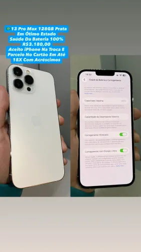 iPhone 13 Pro Max 128GB Prata ( Saúde Da Bateria 100% ) Usado