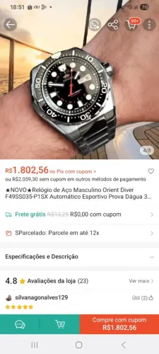 Relógio oriente automático