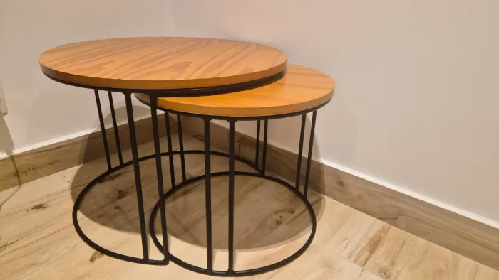 Conjunto de Mesas Laterais Eclipse Castanho e Preto Industrial