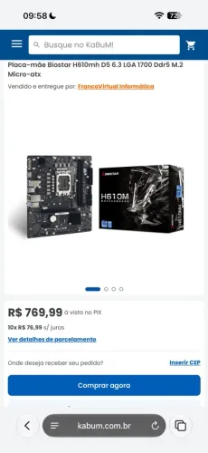 Placa mãe h610mh d5